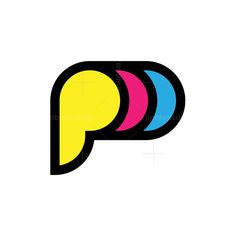 three different colored logos with the letter p