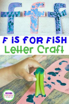 the letter f is for fish and it's made out of paper