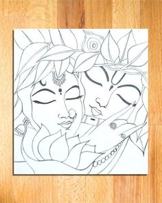 a drawing of two women hugging each other on a wooden surface with wood flooring