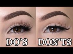 Curious by the idea of wearing false lashes? Well, as long as you stick with these do's and do not's, your false lashes will be the envy of everyone. Fake Eyelashes Applying, Eyelashes Tutorial, Holiday Eye, Tutorial Eyeliner, Eyes Brown, Do's And Don'ts