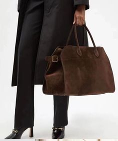 Row Margaux Bag, Suede Bags For Women, Margaux The Row, The Row Margaux Bag Outfit, The Row Tote Bag, The Row Bag Outfit, Suede Bag Outfit, The Row Margaux Bag