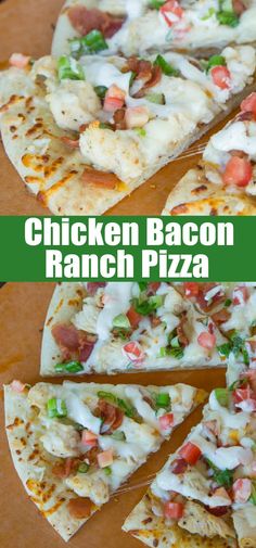 the chicken bacon ranch pizza is cut into slices