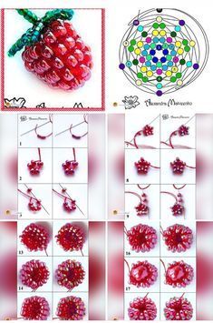 the instructions for how to make raspberries with beading and crochet