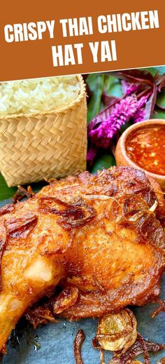 crispy thai chicken has been served with dipping sauces on the side, and is ready to be eaten