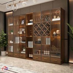 a living room filled with lots of furniture next to a large glass door wall unit