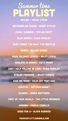 summer playlist ideas- summer songs Songs To Add To Summer 2024 Playlist, Summer Playlist 2020, Summer Playlist Songs, Summer Playlist Ideas, Pool Party Playlist, Summer Playlist Names, Summer Music Playlist