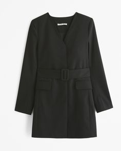 Women's Belted Blazer Mini Dress | Women's Dresses & Jumpsuits | Abercrombie.com Belted Button-up Mini Dress For Work, Button-up Belted Mini Dress For Work, Tailored Mini Dress With Hidden Button Closure, Workwear Belted Button-up Mini Dress, Tailored Single-breasted Mini Blazer Dress, Blazer Mini Dress, Belted Blazer, Fashion 2024, Adjustable Belt