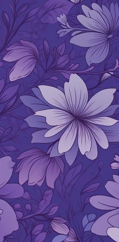 purple flowers and leaves on a blue background