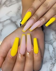 Acrylic Nails Yellow, Bright Summer Acrylic Nails, Yellow Nails Design, Dope Nail Designs, Long Acrylic Nails Coffin, Acrylic Nails Coffin Short, Summer Acrylic Nails, Yellow Nails