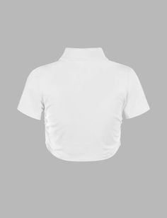 Top Stretchy With Belt White Stretch Collared Top, White Fitted Plain Tops, Fitted White Plain Tops, Casual Plain Collared Top, Casual Collared Plain Top, Casual Fitted Plain Shirt, Fitted Casual Plain Shirt, Fitted Plain Casual Shirt, Fitted Plain Short Sleeve Tops