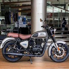 a motorcycle parked in front of a building