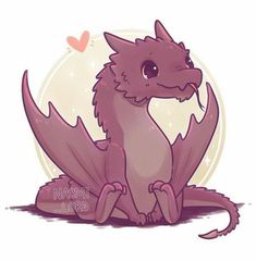 a pink dragon sitting on the ground with its eyes closed and heart shaped above it