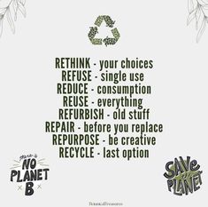 an advertisement with the words save planet and recyclement in green on it