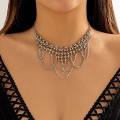 Description:Gothic Layered Moon Phase Pendant Chain Tassel Collar Choker NecklaceSpecification:Size: 13.7" + 2.7" extWeight: 1.44 oz/pcsMaterial: alloy metalChain colors: silverFeatures & Details:This gothic chain tassel collar choker necklace is made of nickel-free. lead-free. cadmium-free and hypoallergenic materials. which will not turn your skin green or cause anaphylactic reaction.It is easy to match your different outfits and also suitable for any occasions like wedding. banquet. costume p 2022 Jewelry, Dark Punk, Collar Choker, Vintage Goth, Wedding Banquet, Choker Collar, Seed Bead Bracelets