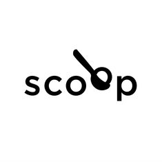 a black and white logo with the word scoop