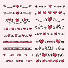 valentine's day borders and dividers with hearts, arrows, and swirls