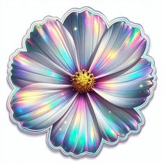 a flower with iridescent colors on it's petals is seen in this image