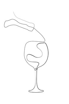 Wine Pouring Into Glass Drinks Line Art, Wine Glass Line Drawing, Wine Line Drawing, Wine Art Drawing, Wine Art Illustration, Wine Illustration Art, Wine Glass Line Art, Black And White Prints Printable, Wine Line Art