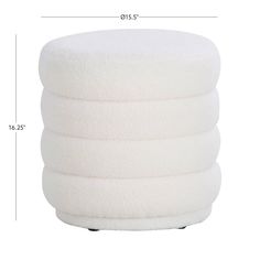 a white stool with four layers of fluffy fabric on it and measurements for the top