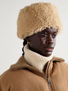 TOTEME's hat is made from shearling, which is loved for its warming properties and plush texture. It's designed in an exaggerated pillbox shape and has a partial suede lining. Shearling Hat, Matching Separates, Uniform Shop, Anita Ko, Room Fragrances, Jeans Jumpsuit, Veronica Beard, Ski Wear, Jeans Dress