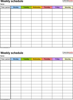 two printable weekly calendars are shown