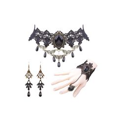 PRICES MAY VARY. GOTHIC ACCESSORIES: Our Halloween jewelry set includes black elegant vintage necklace, black vintage pendant earrings, black ring bracelet. They are all suitable for the upcoming Halloween. Owning our Halloween suit can add to the atmosphere of Halloween festival. GOTHIC NECKLACE FOR WOMEN: The retro black necklace is light in weight and will not bring any burden to the neck and wrist. These accessories are made of exquisite materials and are harmless to your skin. You can wear Gothic Jewelry For Halloween Costume, Gothic Costume Jewelry For Halloween, Gothic Halloween Costume Jewelry, Gothic Costume Jewelry Choker, Vintage Halloween Jewelry Gift, Gothic Silver Jewelry For Costume Party, Gold Fantasy Jewelry For Halloween, Vintage Black Jewelry For Costume Party, Elegant Costume Jewelry Choker