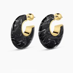 Gorjana Paseo Black Marble Arc Hoop Earrings Product Details Marble Gold Tone Post Back Closure Brand New--Please Allow 1 Week To Ship Marble Resin, Hair Tuck, Gorjana Jewelry, Wear Perfume, Deodorant Stains, Marble And Gold, Ear Stack, Steel Post, One Piece Suit