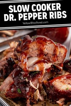 slow cooker dr pepper ribs with text overlay