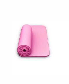 the pink yoga mat is rolled up and ready to be used as an exercise mat