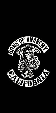 the sons of anarchy logo on a black background