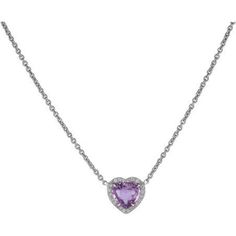 Indulge in a piece of jewelry that truly captures the essence of your heart's desires. This stunning Heart Pendant in Purple Sapphire is a statement of your unique style and passion. The 2.53 carat heart-shaped Purple Sapphire is the centerpiece of this necklace, surrounded by 0.11 carats of dazzling round diamonds. The necklace is set in 18K White Gold, giving it a luxurious finish that will make you feel like royalty.Whether you're treating yourself or someone special, this Heart Pendant in Pu Elegant Round Gemstone Heart Necklace, White Gold Heart Cut Gemstone Necklace, Elegant Gemstone Heart Pendant Necklace, Elegant White Gold Heart Necklace With Gemstone, Elegant Gemstone Heart Necklace For Anniversary, Elegant Heart Pendant Jewelry With Brilliant Cut, Elegant Heart Cut Gemstone Heart Necklace, Elegant Heart Necklace With Cubic Zirconia, Elegant Heart Necklace With Cubic Zirconia Gemstone