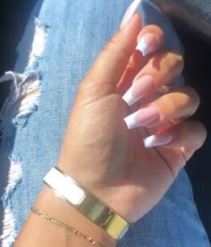 Simple French Nails, Simple Acrylic Nails, Nails Square