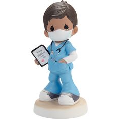 a small figurine with a doctor's outfit on holding a clipboard