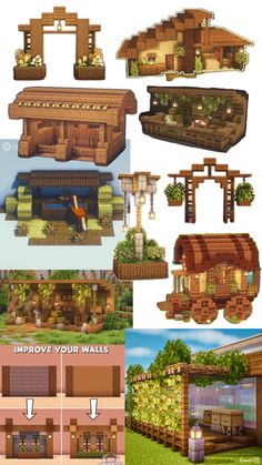 several different types of wooden structures and their uses in minecraft houses, buildings, and more