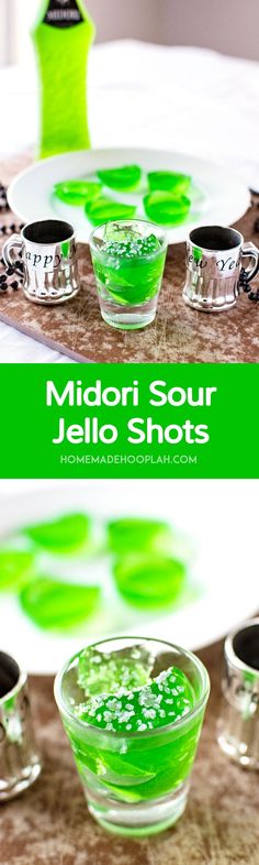 green jello shots are sitting on a table