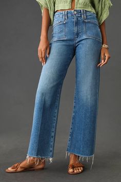 PAIGE Anessa High-Rise Wide-Leg Crop Jeans | Anthropologie Styling Wide Leg Jeans, How To Style Wide Leg Jeans, Cropped Jeans Outfit, Wide Leg Jeans Outfit, Mango Clothing, Wide Leg Pants Outfit, Cropped Wide Leg Jeans, Anthropologie Jeans, Denim Trends