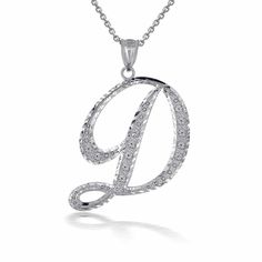 Description: 925 Sterling Silver Cursive Initial Letter D Pendant Necklace Item No.: H794* Metal Type: 925 Sterling Silver With Stamped 925 Metal Color: Silver Measurement: Pendant's Height With Bale: 1.25 In Width: 0.73 Inch Available In Any Letter From A-Z Rolo Chain Available In 16", 18", 20", 22" Note: Made To Order. Please Allow 7-10 Days To Be Shipped. D Initial Necklace, Letter D Necklace, D Necklace, Wag Dr, Pendant Necklace Diamond, Danger Force, Necklace Diamond, Aesthetic Y2k, Letter D