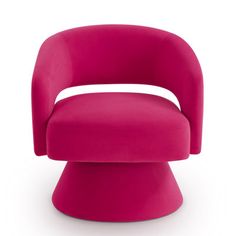 the pink chair is sitting in front of a white background