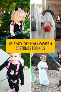 Discover 15 easy DIY Halloween costumes for kids featuring adorable and creative designs. This pin showcases 4 images to inspire you with unique, homemade costume ideas that any child will enjoy. Scary Kids Costumes, Easy Kids Costumes, Cheap Halloween Costumes Diy, Diy Costumes For Boys, Costumes Faciles, Best Diy Halloween Costumes, Easy Halloween Costumes Kids, Childrens Halloween Costumes, Quick Halloween Costumes