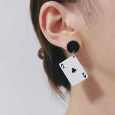 This Pair Of Playing Card Drop Earrings Is A Wonderful Addition To Your Wardrobe And Your Style! Great For Poker Games, Casinos (Vegas Etc.), Halloween, Costumes (Harley Quinn, Alice In Boarderland Etc), Or Anytime! Gshmh600x00091j Halloween Costumes Harley Quinn, Costumes Harley Quinn, Ace Of Clubs, Skull Fire, Boho Drop Earrings, Harley Quinn Costume, Ball Party, Casino Outfit, Poker Games