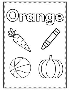 an orange worksheet with different fruits and vegetables