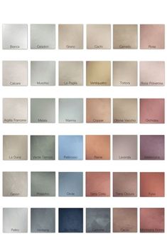 an image of different shades of paint in various colors and sizes, with the names on each