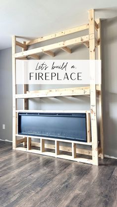 a fire place made out of wooden pallets with the words let's build a fireplace