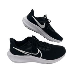 Step Into Style And Superior Comfort With The Nike Black White Air Zoom Pegasus Athletic Shoes. Perfect For The Woman On-The-Go, Whether You're Hitting The Gym Or Just Running Errands, These Shoes Will Keep You Looking Chic And Feeling Fabulous. With Their Sleek Black And White Design, They're Sure To Match Any Outfit. Who Says Athletic Can't Be Stylish? Not Nike, And Certainly Not You When You're Sporting These Snazzy Shoes! Features: - Crafted From High-Quality Textile Material For Durability Shoes Nike Black, Nikes Womens, Light Pink Sneakers, Nike Golf Shoes, Black Casual Shoes, Xmas Wishlist, Black And White Nikes, Textile Material, White Casual Shoes