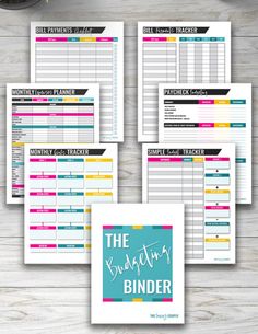 the budget binder printables are shown on a table