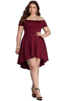 Plus Size Hoco Dresses, Plus Size Hoco, Plus Size Skater Dress, Plus Zise, Skater Style Dress, Prom Dress Plus Size, Look Plus Size, Shoulder Dresses, Long Dress Casual