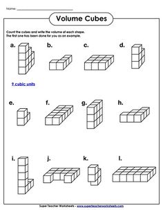 volume cubes worksheet for kids to learn how to make them look like they are