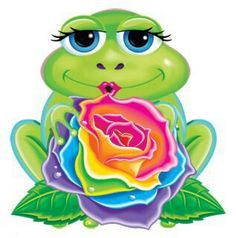 a frog with a rose in its mouth