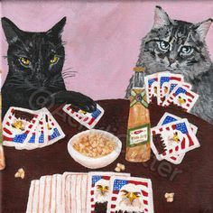 two cats are sitting at a table with food and drinks in front of their faces