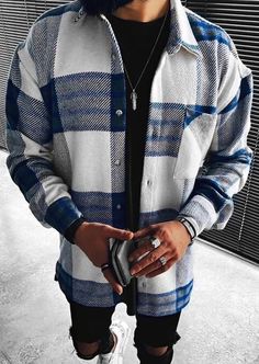 Mens Business Casual, Fall Streetwear, Textured Jacket, Casual Long Sleeve Shirts, Streetwear Mens, Streetwear Men Outfits, Long Sleeve Plaid, Cardigan Fashion, Cardigan Tops